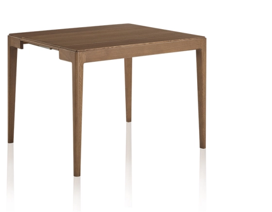 Extendable oak console table with 2 extension leaves walnut stain 120x50 cm