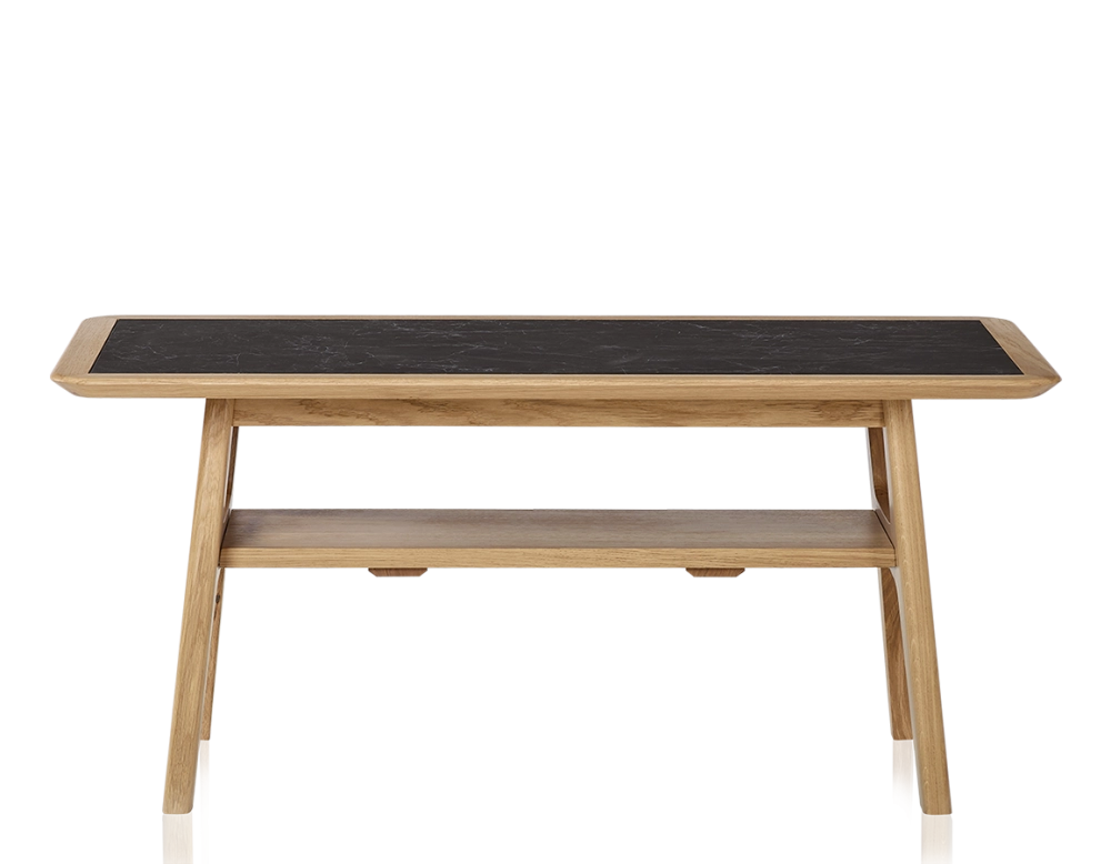 Rectangular coffee table in oak and ceramic with natural stained wood, slate effect ceramic top 100x50 cm Rectangular coffee table in oak and ceramic with natural stained wood, slate effect ceramic top 100x50 cm