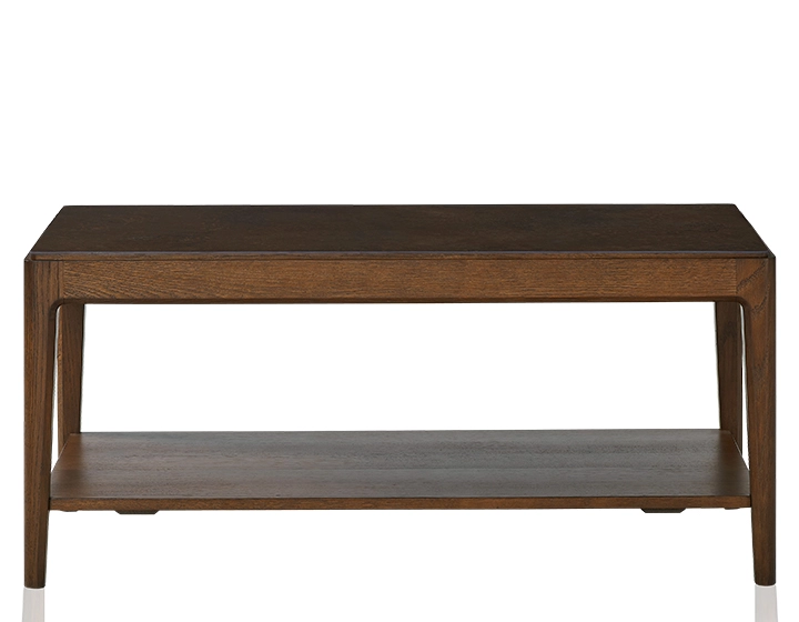 Table basse rectangulaire en chêne et céramique avec tablette en bois teinte marron foncé plateau céramique brun oxydé 100x50 cm Table basse rectangulaire en chêne et céramique avec tablette en bois teinte marron foncé plateau céramique brun oxydé 100x50 cm