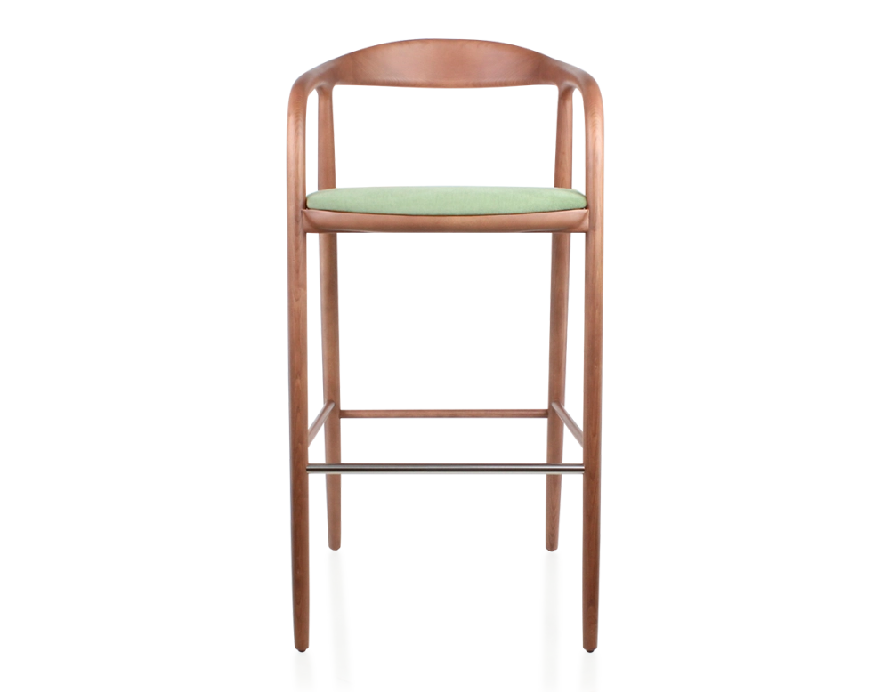 Tabouret de bar h80 cm teinte noyer assise tissu vert bois teinte noyer et tissu vert Tabouret de bar h80 cm teinte noyer assise tissu vert bois teinte noyer et tissu vert