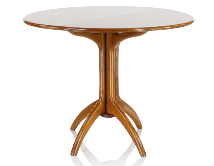 Table salle à manger pliante ronde bois teinte merisier