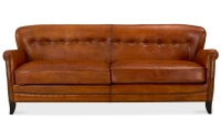 3 seater leather club sofa light brown studded armrests 3 seater leather club sofa light brown studded armrests