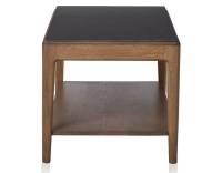 Rectangular coffee table in oak and ceramic with shelf in walnut-stained wood with plain black ceramic top 100x50 cm Rectangular coffee table in oak and ceramic with shelf in walnut-stained wood with plain black ceramic top 100x50 cm