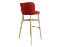Bar stool h80 cm natural stained wood, burnt orange fabric seat Bar stool h80 cm natural stained wood, burnt orange fabric seat