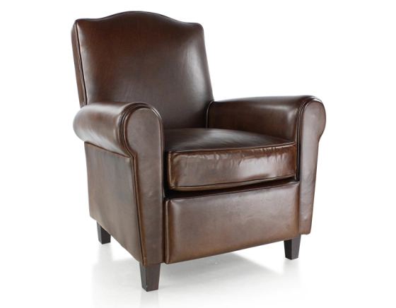 Fauteuil club cuir marron soutenu
