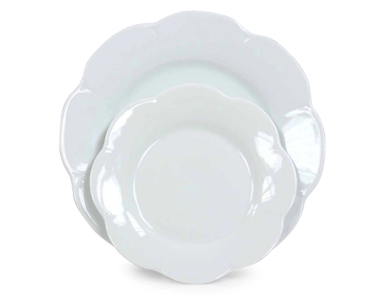 White flat plate Limoges porcelain set of 6