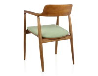 Chaise scandinave bois teinte merisier et tissu vert Chaise scandinave bois teinte merisier et tissu vert