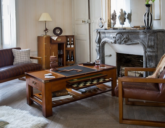 Meuble de bar marine bois teinte merisier