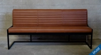 Canapé banquette cuir marron vintage