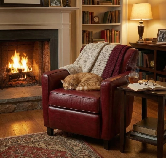 Fauteuil club cuir rouge carmin