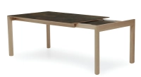 Extending table for 8 to 14 people in oak and ceramic with ceramic extensions natural wood finish and brown marble-effect ceramic 210x100 cm Extending table for 8 to 14 people in oak and ceramic with ceramic extensions natural wood finish and brown marble-effect ceramic 210x100 cm