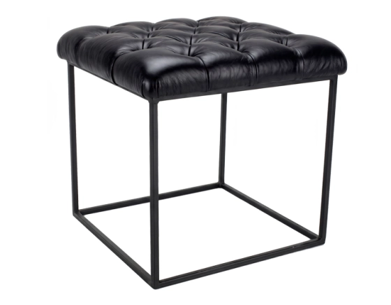 Pouf Chesterfield cuir noir