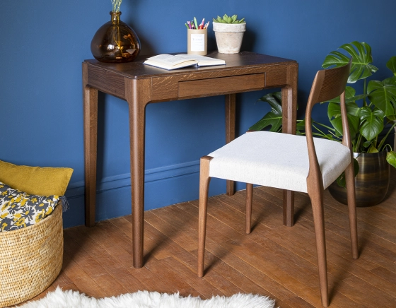 Oak design desk dark brown tint L80 cm