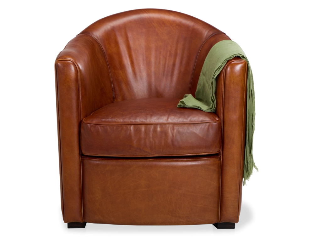 Fauteuil club cuir marron clair Fauteuil club cuir marron clair