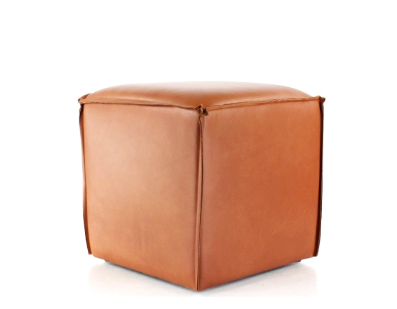 Pouf cuir de vachette châtain