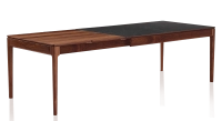 Table extensible 8 à 14 personnes en noyer et céramique allonges bois avec bois teinte naturelle et plateau céramique effet ardoise 210x100 cm Table extensible 8 à 14 personnes en noyer et céramique allonges bois avec bois teinte naturelle et plateau céramique effet ardoise 210x100 cm