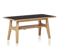 Table basse rectangulaire en chêne et céramique avec bois teinte naturelle plateau céramique noir unie 100x50 cm Table basse rectangulaire en chêne et céramique avec bois teinte naturelle plateau céramique noir unie 100x50 cm