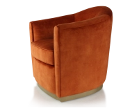 Fauteuil club tissu tissu velours terracotta socle bois effet laiton Fauteuil club tissu tissu velours terracotta socle bois effet laiton