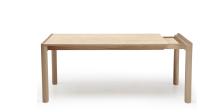 Extending table for 8 to 12 people in oak and ceramic with ceramic extensions natural wood finish and ceramic travertine stone effect 160x100 cm Extending table for 8 to 12 people in oak and ceramic with ceramic extensions natural wood finish and ceramic travertine stone effect 160x100 cm