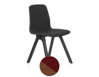 Chaise design en chêne tapissé bois teinte noyer assise tissu bordeaux Chaise design en chêne tapissé bois teinte noyer assise tissu bordeaux