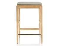 Tabouret de bar design H60 cm bois teinte naturelle assise tissu beige naturel Tabouret de bar design H60 cm bois teinte naturelle assise tissu beige naturel