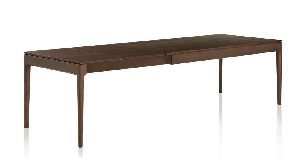 Table extensible en chêne 6 à 12 personnes avec plateau et allonges bois teinte marron foncé 140x100 cm Table extensible en chêne 6 à 12 personnes avec plateau et allonges bois teinte marron foncé 140x100 cm