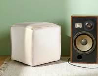 Pouf cuir de vachette gris perle