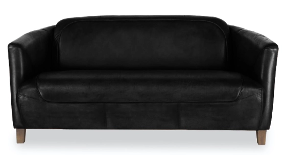 3 seater leather club sofa black