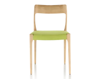 Chaise scandivave bois teinte naturelle assise tissu vert pomme