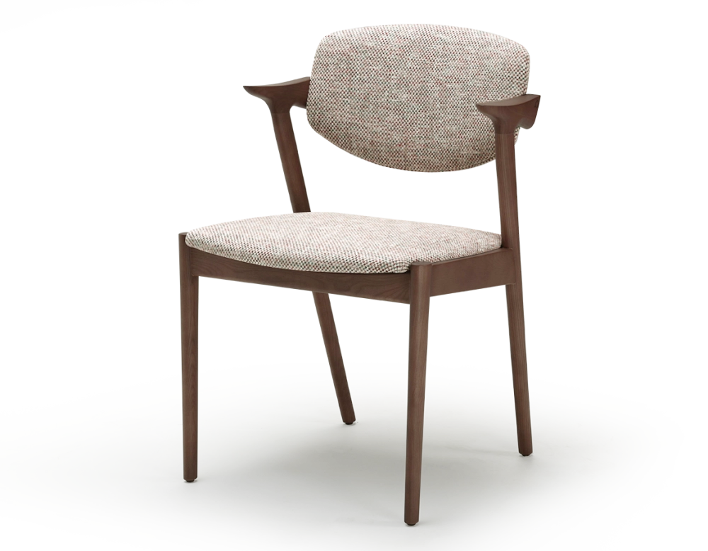 Scandinavian chair walnut wood with fabric seat fusion. Scandinavian chair walnut wood with fabric seat fusion.