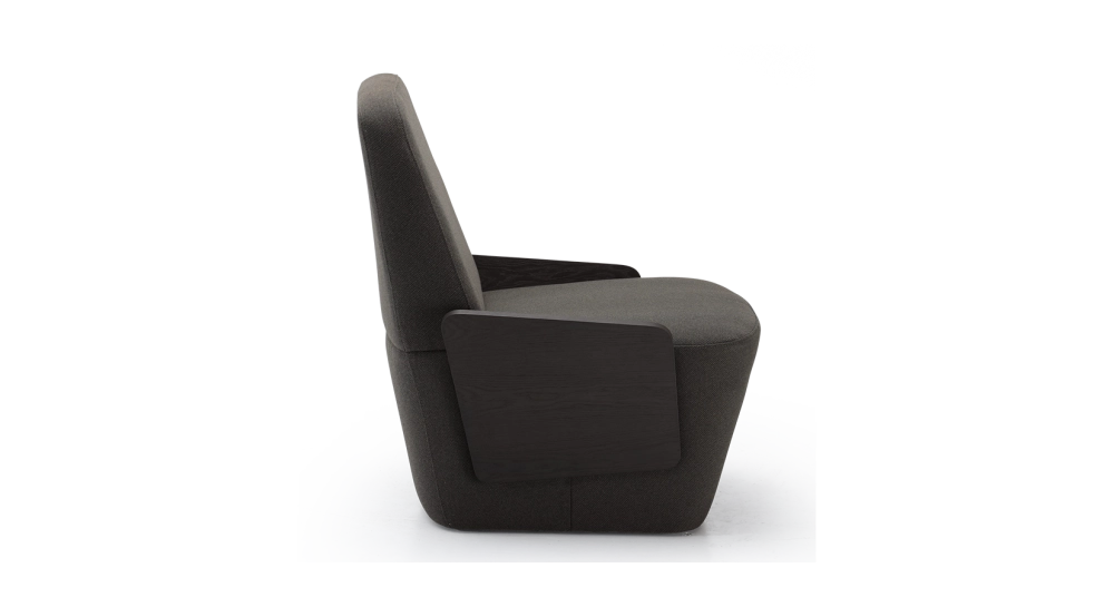Designer armchair without armrests oak stained anthracite, dark grey fabric seat Designer armchair without armrests oak stained anthracite, dark grey fabric seat