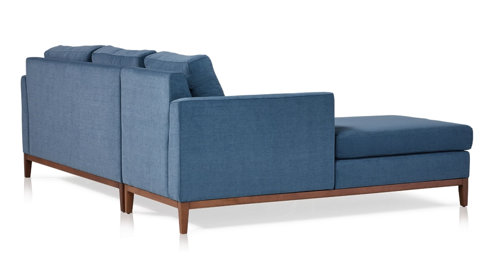 Canapé d'angle méridienne gauche 4/5 places tissu bleu jean (MG - 2,5D) Canapé d'angle méridienne gauche 4/5 places tissu bleu jean (MG - 2,5D)