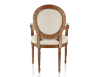 Chaise ancienne style Louis XVI avec accoudoirs bois teinte ancienne et tissu chevron beige Chaise ancienne style Louis XVI avec accoudoirs bois teinte ancienne et tissu chevron beige