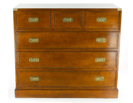 Large marine chest of drawers cherry-stained wood
