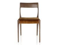 Chaise scandinave bois teinte marron foncé assise tissu velours bronze Chaise scandinave bois teinte marron foncé assise tissu velours bronze