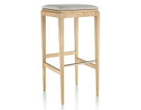 Tabouret de bar design H80 cm bois teinte naturelle assise tissu beige naturel Tabouret de bar design H80 cm bois teinte naturelle assise tissu beige naturel