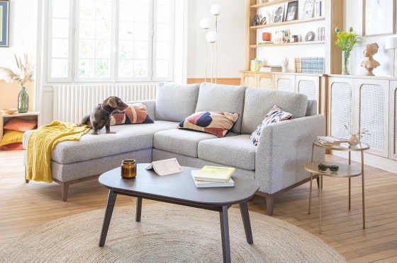 Table basse ovale en chêne teinte marron foncé 100x60 cm