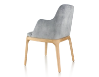Chaise design avec accoudoirs bois teinte naturelle et tissu velours gris Chaise design avec accoudoirs bois teinte naturelle et tissu velours gris