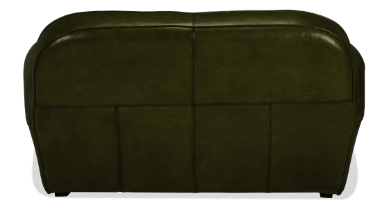 Canapé club cuir 2 places vert olive accoudoirs cloutés