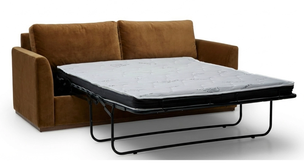 Canapé convertible 3 places tissu velours bronze