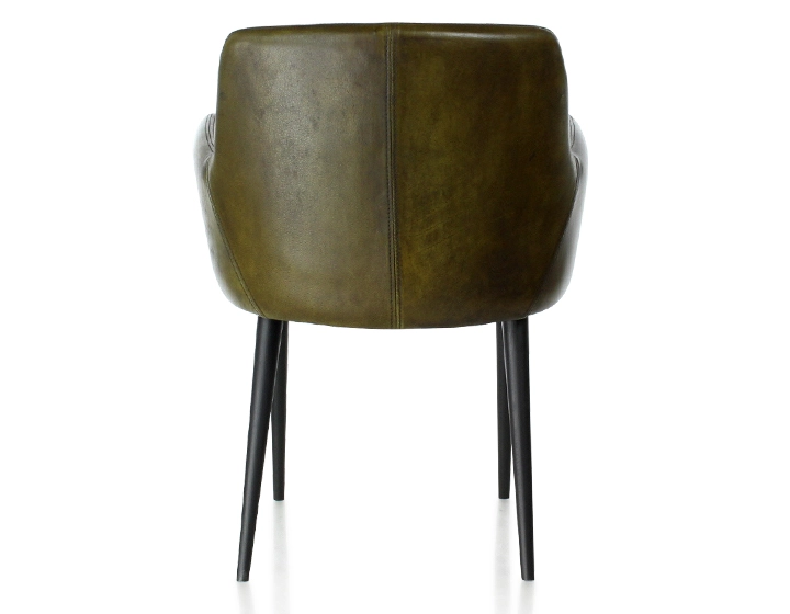 Chaise vintage avec accoudoirs cuir vert olive Chaise vintage avec accoudoirs cuir vert olive