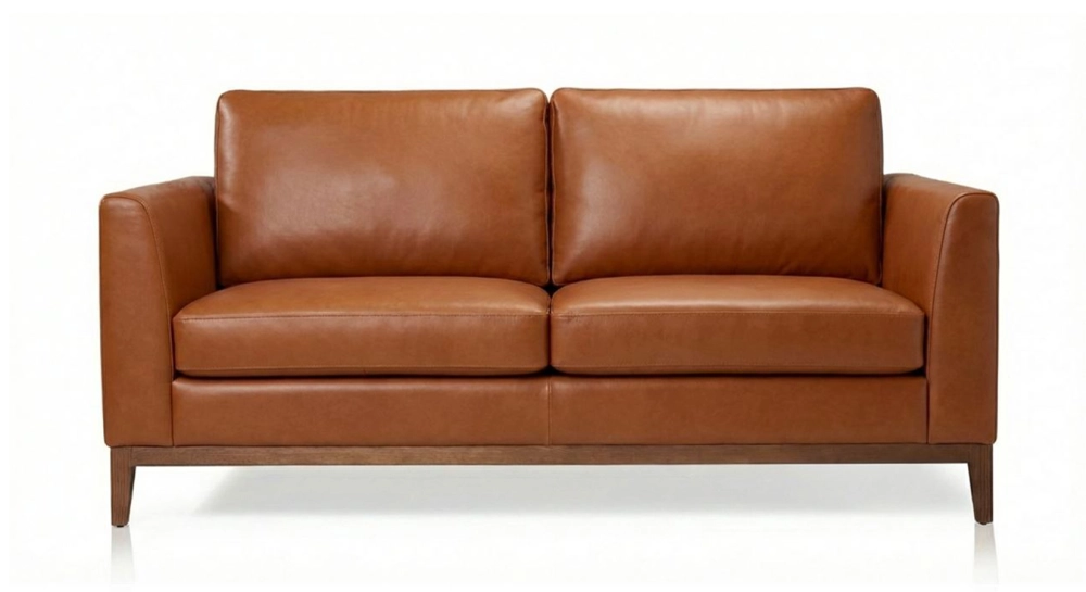 2.5 seater designer sofa chestnut leather