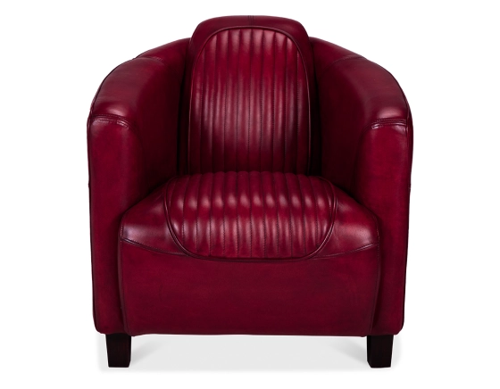 Fauteuil club cuir rouge carmin