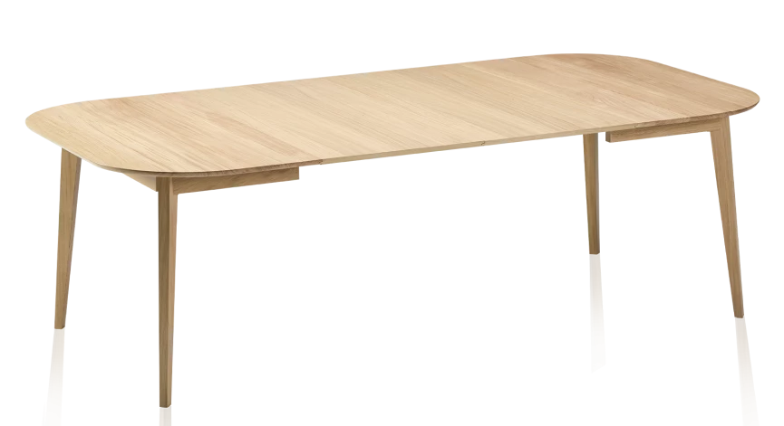 Table extensible en chêne avec plateau et allonges bois teinte naturelle 210x100 cm