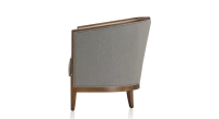 Canapé ancien 3 places bois teinte noyer et tissu gris clair Canapé ancien 3 places bois teinte noyer et tissu gris clair