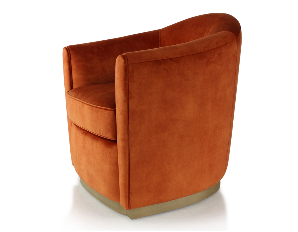 Fauteuil club tissu tissu velours terracotta socle bois effet laiton Fauteuil club tissu tissu velours terracotta socle bois effet laiton