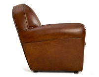 Leather club armchair vintage brown studded armrests Leather club armchair vintage brown studded armrests