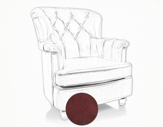 Fauteuil Chesterfield cuir rouge carmin moyen dossier