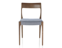 Scandinavian chair dark brown stained wood, blue chevron fabric seat Scandinavian chair dark brown stained wood, blue chevron fabric seat