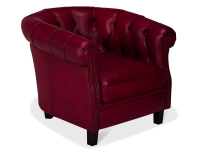 Fauteuil Chesterfield cuir rouge carmin accoudoirs cloutés Fauteuil Chesterfield cuir rouge carmin accoudoirs cloutés